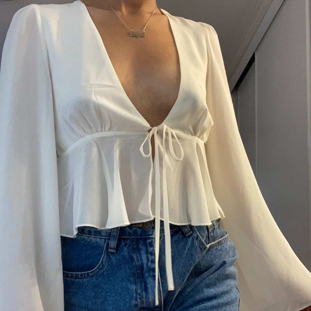 NA-KD cream blouse